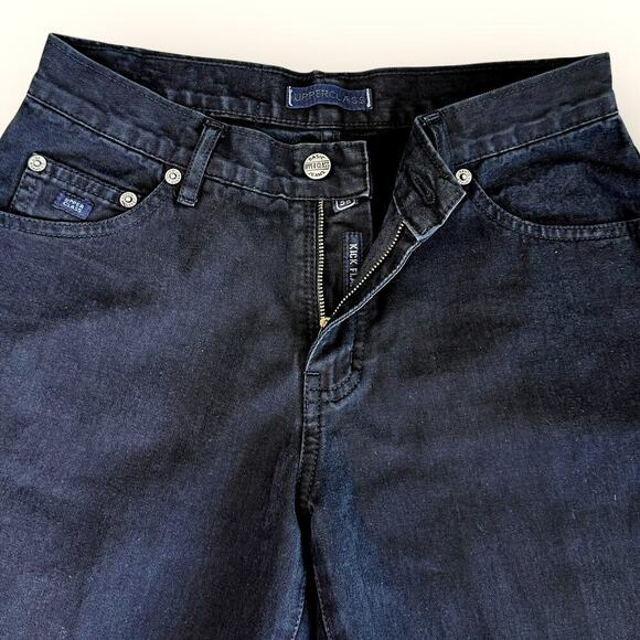 Upper Class Sports Black Denim Jeans Kick Flare Mid Rise Slim Fit Women Size 30 - Picture 4 of 11